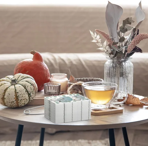 Miniatura 7 de Geyoga 200 servilletas decorativas de papel desechables para invitados de otoño, Día de Acción de Gracias, calabazas azules y blancas, servilletas