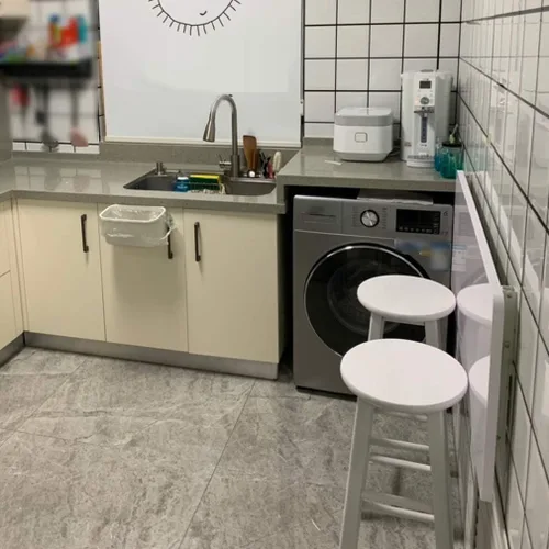Miniatura 4 de Mesa plegable de pared con pintura de piano blanco, mesa de comedor para encimera de cocina, escritorio de computadora, 15.7-47.2 in, con soporte