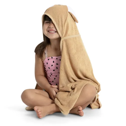Miniatura 4 de Delta Children Toalla de baño con capucha para niños con bolsillos - Super suave y absorbente - Gran regalo para niños y niñas, Perro Marrón