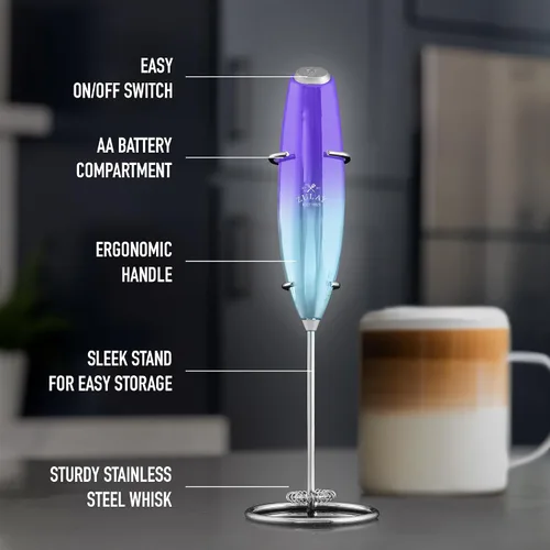 Miniatura 81 de Zulay Milk Boss Espumador de leche potente manual, hace espuma para latte, batidor para mezclar bebidas, café, miniespumador para capuchino, frappé