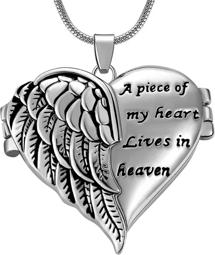 Cring Coco Collar con colgante de cremación conmemorativo para mujer con medallón A Piece of My Heart Lives in Heaven Chapado en oro Circón