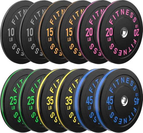 Miniatura 34 de Discos de peso olímpicos de 2 pulgadas y caucho para barras, discos para gimnasio en casa, entrenamiento de fuerza y levantamiento de pesas, 10 a
