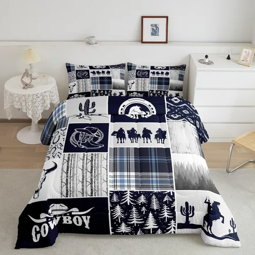 Miniatura 54 de Juego de edredón de pavo real en acuarela tamaño King, elegante y hermoso juego de ropa de cama edredón de plumas azules de 3 piezas para niños