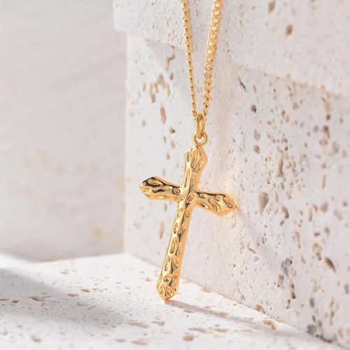 Miniatura 148 de Fettero - Collar con dije de cruz de fe, chapado en oro de 14 K, cadena fina, minimalista, simple, pequeña, para oración, regalo de joyería religiosa