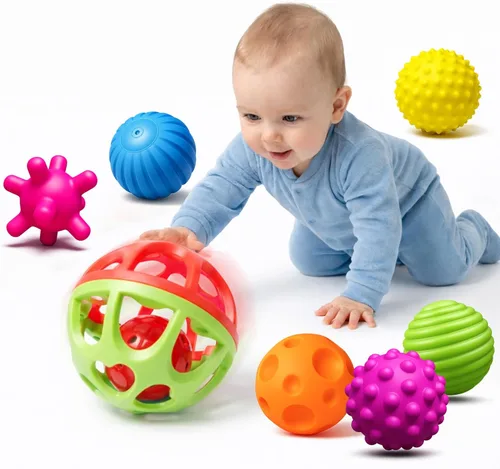 Miniatura 12 de Bolas de bebé para niños pequeños de 1 a 3 años, juguetes de baño para bebés de 6 a 12 meses, juego de bolas sensoriales suaves para bebés, set