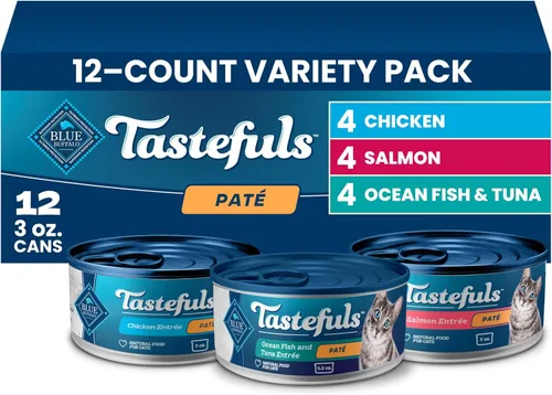 Miniatura 17 de Blue Buffalo Tastefuls - Paquete variado de alimento húmedo natural para gatos, atún, pollo y pescado y camarones en hojuelas en salsa, latas de 5.5