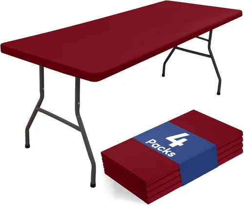 Miniatura 11 de homing Paquete de 4 manteles rectangulares de 4 pies, mantel ajustable de poliéster impermeable, lavable, para picnic, campamento, al aire libre