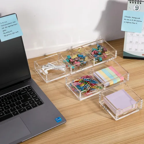 Miniatura 4 de Soporte para Notas Adhesivas 2 en 1, Soportes Acrílicos Transparentes para Blocs de Notas para Organización de Escritorio, Escuela, Oficina, Hogar