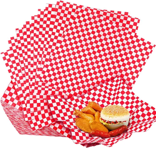 Spakon 1000 hojas de papel encerado para alimentos de 12 x 12 pulgadas a cuadros encerados secos para envolver sándwich, revestimientos de cestas de