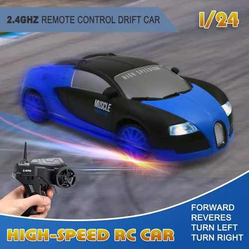 Miniatura 2 de Coche de control remoto RC Drift Car 2.4GHz escala 1:24 4WD de alta velocidad RC Vehículo con luces LED, baterías y neumáticos a la deriva, autos