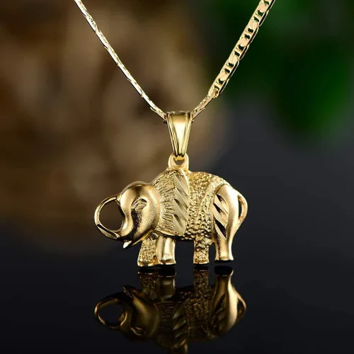 Miniatura 4 de Barzel Collar de elefante chapado en oro de 18 quilates con cadena marina plana - Hecho en Brasil