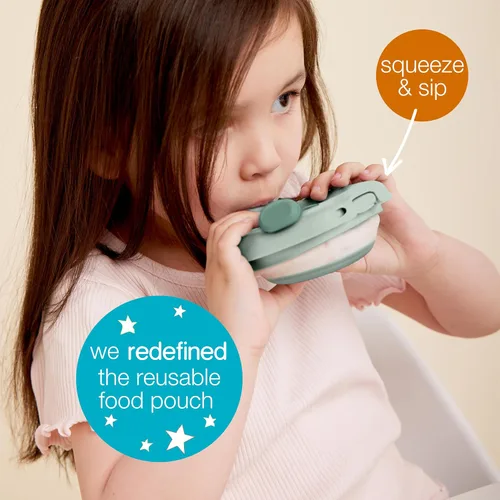 Miniatura 4 de b.box Fill + Feed (Peony), bolsa reutilizable de comida para bebés, para bebés y niños pequeños de 4 meses, bolsa de silicona/nailon, tapa sin BPA