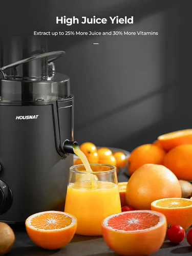 Miniatura 4 de Máquinas de exprimir, exprimidor HOUSNAT para frutas y verduras enteras con ajuste de 3 velocidades, versión mejorada con motor de 400 W