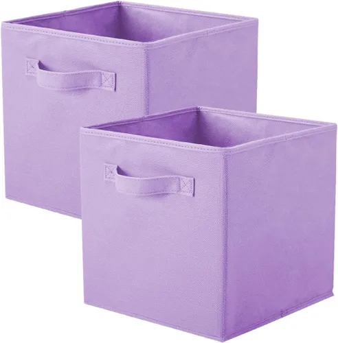 Miniatura 7 de PowerKing Cubos de almacenamiento plegables con asas, contenedores plegables de tela para estantes de armario, contenedores de almacenamiento Naranja