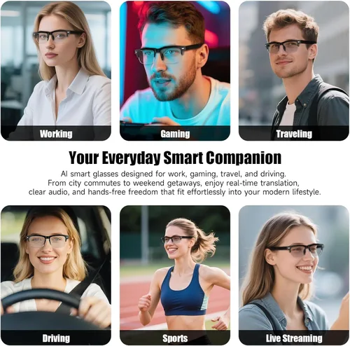 Miniatura 8 de Lentes inteligentes AI para hombres y mujeres con GPT de chat, lentes de traducción Bluetooth (más de 165 idiomas y acentos), lentes que cambian