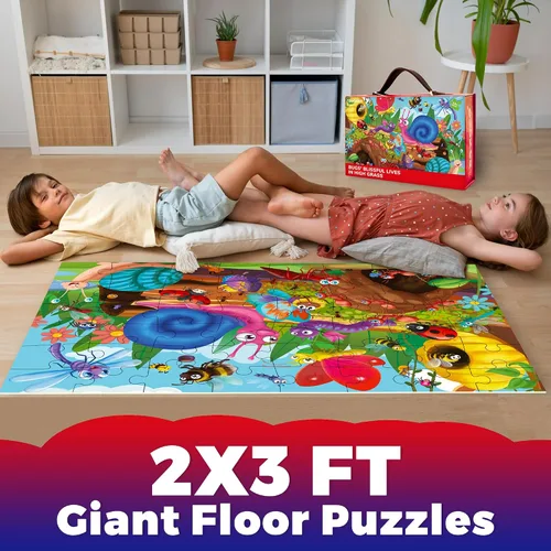 Miniatura 5 de QUOKKA Rompecabezas Gigante de Piso para Niños de 4 a 6 Años – 2x3 Pies Extra Grueso 48 Piezas Rompecabezas para Niños Pequeños de 3 a 5 Años