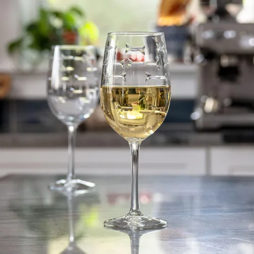 Miniatura 9 de Rolf Glass School of Fish - Copas de vino blanco de 12 onzas, juego de 4 copas de vino sin plomo, copas de vino grabadas con rueda de diamante, 12oz