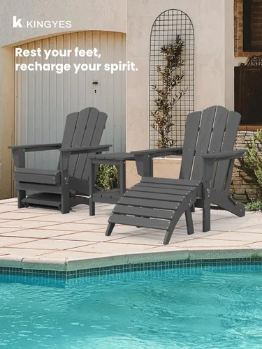 Miniatura 4 de KINGYES Otomana Adirondack plegable para silla Adirondack, gris