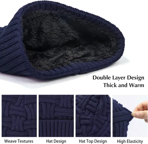 Miniatura 56 de Loritta Gorro de invierno cálido de punto grueso y holgado para hombre
