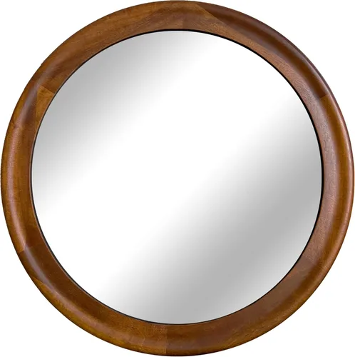 Miniatura 22 de CULER Espejo Redondo de 36 Pulgadas, Espejo de Pared Templado Rústico de Baño con Marco de Madera de Nogal, Espejos Circulares de Madera