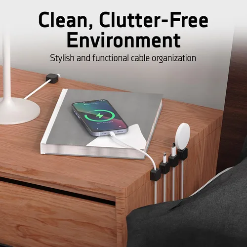 Miniatura 7 de Paquete de 6 organizadores de cables, clip magnético para cables, organizador de cables de escritorio, organizador de cables magnético perfectamente