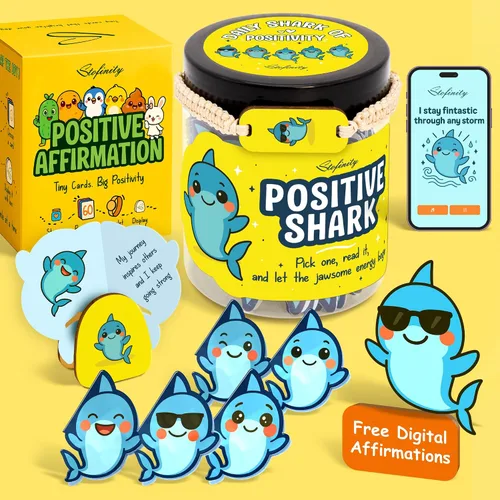 Miniatura 25 de Stofinity Tarro de 60 tarjetas de afirmación de pepinillos positivos – Regalo de aliento, positividad y apoyo emocional para niñas adolescentes