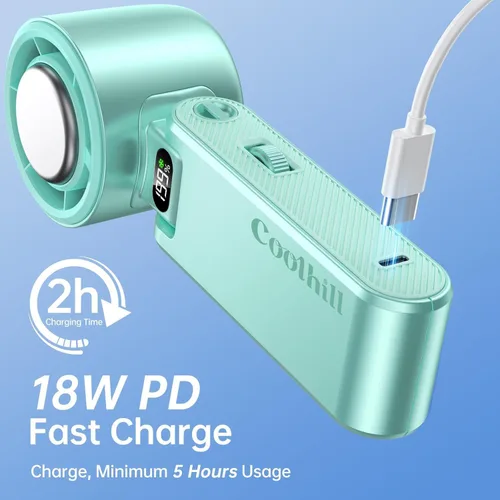 Miniatura 7 de Ventilador portátil de mano con enfriador de hielo: Ventilador de mano recargable de 100 velocidades de 5500 mAh, ventiladores personales
