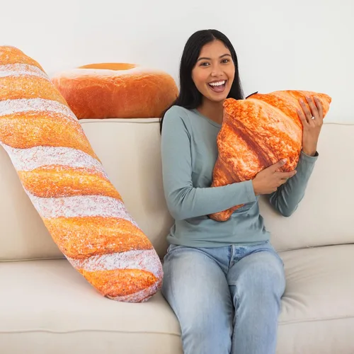 Miniatura 5 de Much Comfort Almohada de 58.4 cm en forma de croissant 3D - Hecha con tela súper suave y ultra premium - Linda, cómoda, aterciopelada, cojín de pan