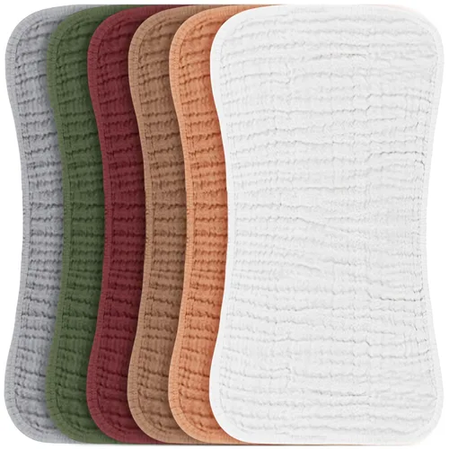 Konssy - Juego de paños de muselina para eructos de bebé, unisex - 6 unidades grandes, 100 % algodón, ropa para eructos para recién nacidos, niñas y