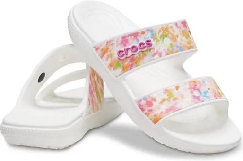Miniatura 3 de Crocs - Sandalias clásicas de dos tiras para adultos, Multicolor / blanco , 15 Women/13 Men