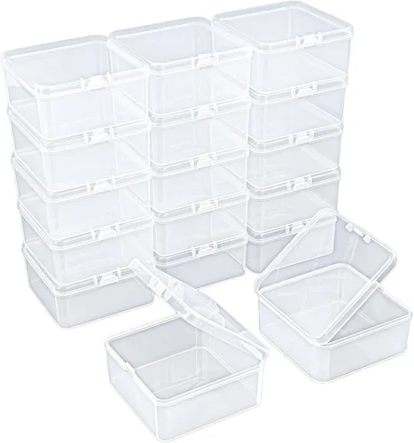 Miniatura 14 de Goodma 30 contenedores cuadrados vacíos de plástico transparente con tapas con bisagras para objetos pequeños y otros proyectos de manualidades
