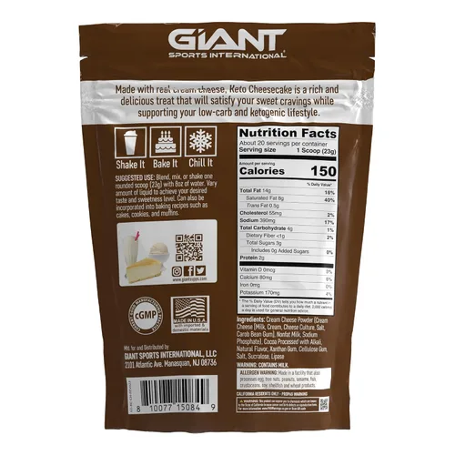 Miniatura 2 de Giant Sports - Mezcla de batido de queso Keto - Deliciosa mezcla de polvo de dieta cetogénica baja en carbohidratos, sin gluten, funciona muy bien