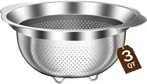 Miniatura 8 de Colador de acero inoxidable con tazón para mezclar, lavadora de arroz, colador para cocina, colador de arroz, lavado de frutas y verduras, colador