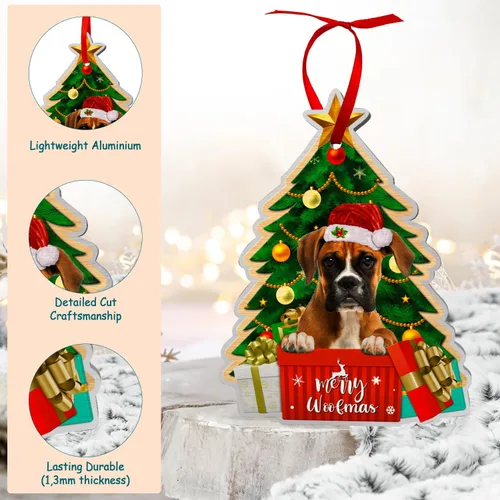 Miniatura 3 de Adornos de perro boxer para árbol de Navidad, adorno de aluminio boxer, decoración de Navidad 2023 para amantes de los boxeadores, mamá de perro