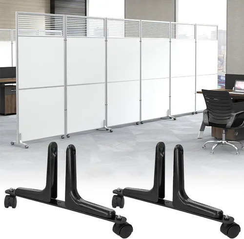 Miniatura 6 de MYOYAY Paquete de 2 soportes para pantalla divisora de habitación, pies divisores de habitación, rueda movible, pantalla de privacidad, soporte Negro