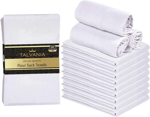 Miniatura 2 de Harina Sack - Toallas de cocina blancas – Paquete de 12 – 28 x 28 pulgadas – Toalla de cocina suave y absorbente – Toallas de barra de 100% algodón