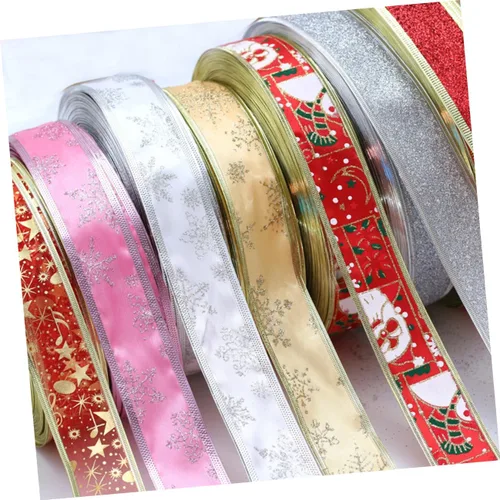 Miniatura 5 de TEHAUX 12pcs Chic Christmas Ribbons Each Silver Glitter for Crafts Wrapping and Holiday Decorations