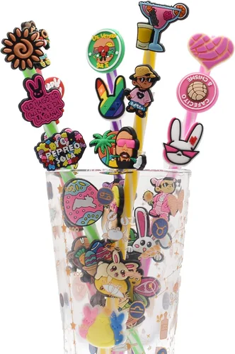 Miniatura 5 de 30 adornos de pajita, lindo vaso de verano con pajita, bonita decoración de fiesta para popotes, sorbetes para jugos, cóctel de verano, fiesta