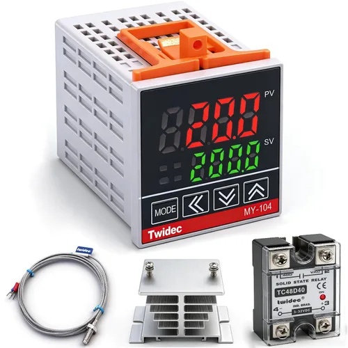 Twidec /MV100-B10 Pantalla digital PID Controladores de temperatura Regulador de termostato AC 85V - 265V MY-104+ K Sensor termopar + disipador de