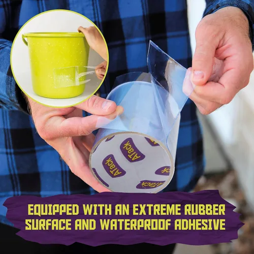 Miniatura 8 de ATack Cinta de parche y sellado impermeable, transparente, 4 pulgadas x 10 pies, cinta de barrera de agua para detener la reparación de fugas