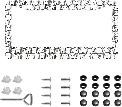 Miniatura 7 de Paquete de 2 marcos para placa de automóvil de acero inoxidable con tornillos, tapas y destornilladores, para mujeres y niñas, diseño de flores de 7