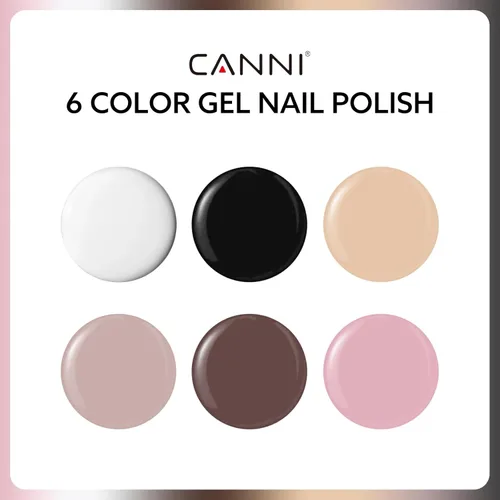 Miniatura 2 de CANNI - Juego de esmaltes de uñas en gel sin hema de 9ml, 6 piezas, colores blanco, negro, nude, rosa y marrón para el otoño, kit de esmaltes