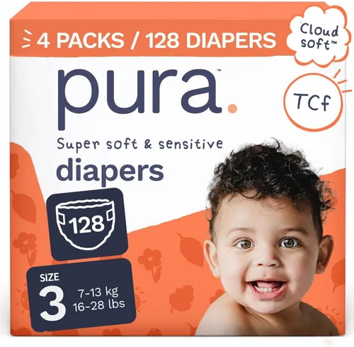 Miniatura 25 de Pura Pañales ecológicos talla 7 (33+libras) hipoalergénicos, TCF, algodón orgánico suave, sostenible, hasta 12 horas de protección contra fugas