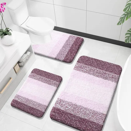 Miniatura 16 de OLANLY Juego de alfombras de baño de 3 piezas, alfombras de baño de microfibra suave y absorbente y alfombra de inodoro de contorno en forma de U