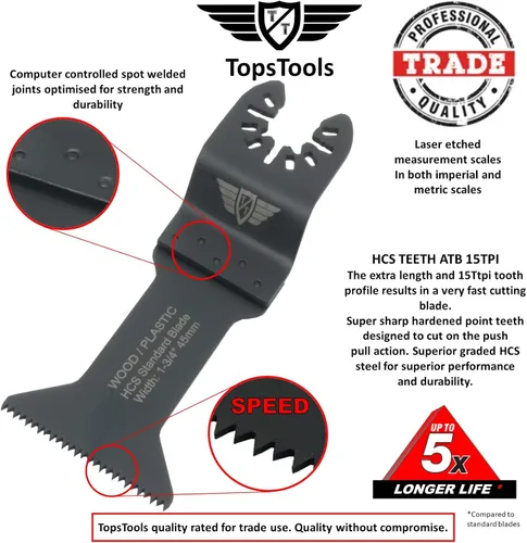Miniatura 4 de TopsTools FAKA26A - Cuchillas de mezcla de ajuste rápido compatibles con Dewalt Stanley Black y Decker Bosch Fein (no StarLock), Makita Milwaukee