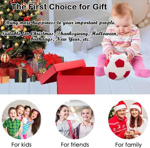 Miniatura 6 de zhidiloveyou Bola de fútbol de felpa de 9 pulgadas, almohada de fútbol de felpa regalo de fútbol para niños, rojo-blanco