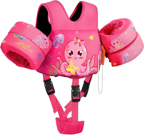 Miniatura 17 de MoKo - Chaleco de natación para niños pequeños de 6.8 a 25.4 kg, con alas de natación para charco, con correa para la entrepierna, alas de natación