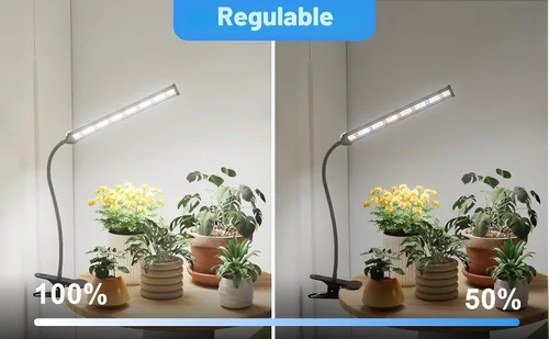 Miniatura 7 de GooingTop Luz de cultivo para plantas de interior, 5000 K, lámpara blanca de cuello de cisne de espectro completo con clip LED rojo y azul