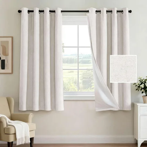 Miniatura 57 de H.VERSAILTEX - Cortina opaca 100 % de lino de 108 pulgadas de largo para dormitorio, con aislamiento térmico, lino texturizado, ahorro de energía