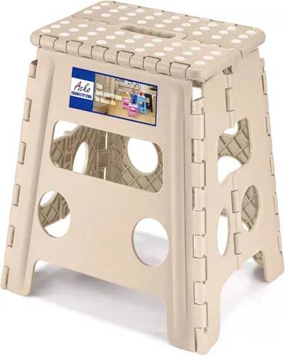 Miniatura 20 de ACKO Taburete plegable plegable de 16 pulgadas, 400 libras de capacidad, taburetes de plástico para adultos y niños, taburetes plegables para Blanco